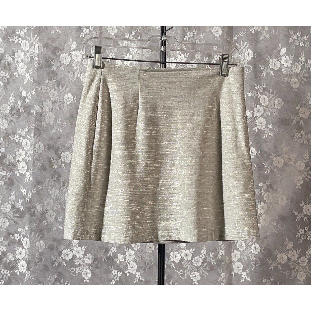Vintage 90s Silver Mini Skirt Size Small 1990s Retro Y2K Space Futuristic Chic